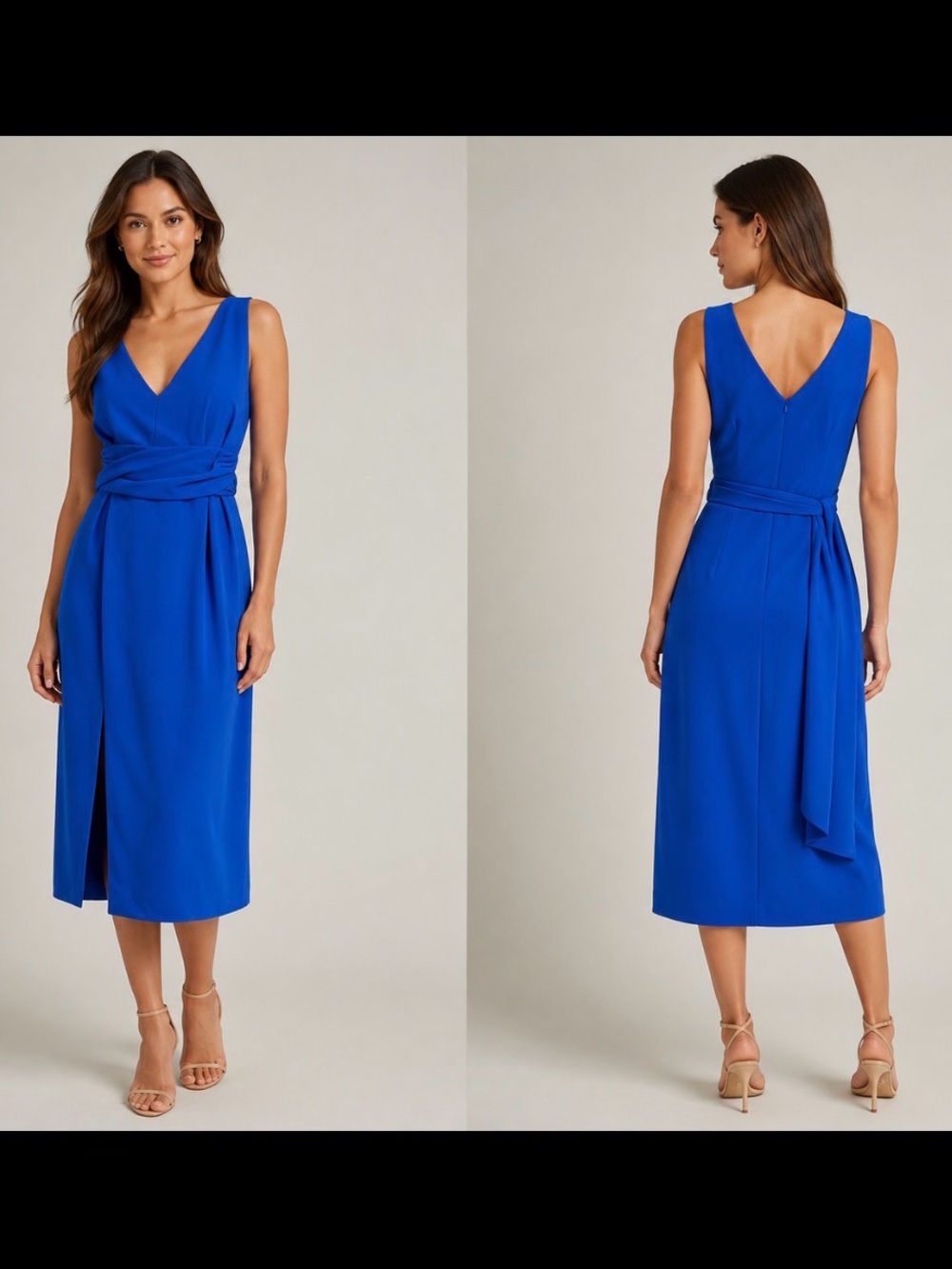 DRESS the POPULATION Alessia royal blue midi dress Size S